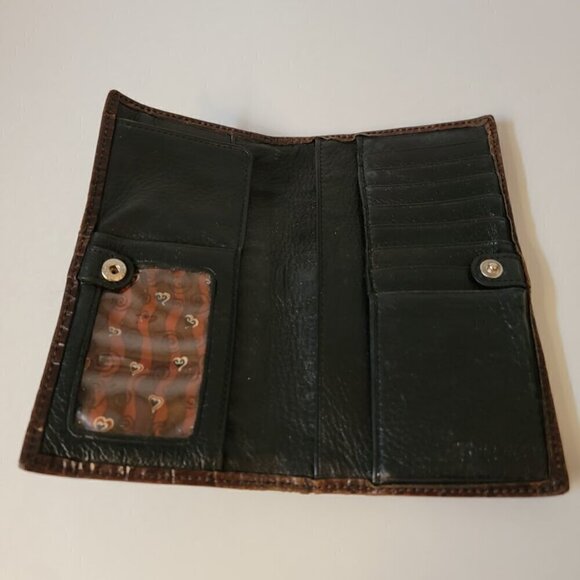 Brighton Dark Brown Leather Check Book Wallet Vintage - Picture 6 of 10